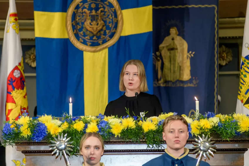 Linnea Landegren håller sitt tal. Foto: Kenneth Ruona.